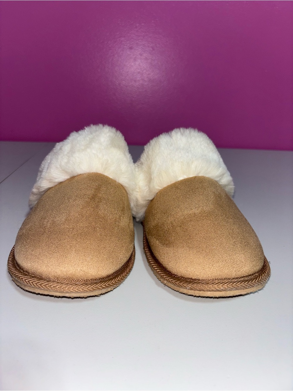 torrid Tan Suede-Look Faux Shearling Slip-On Slippers